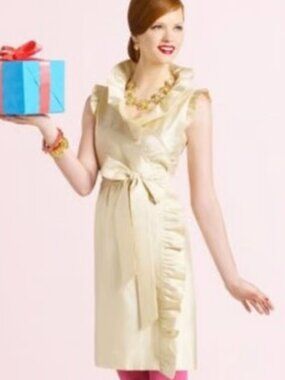 Kate Spade SZ 10 Wedding Belles Ivory Silk Wrap Dress Formal Wedding Bride